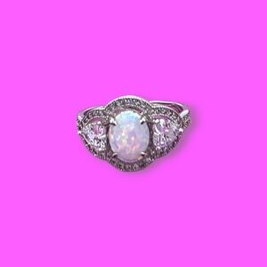 Charmed Aroma Opal Three Stone Sterling Silver Ring Size 8